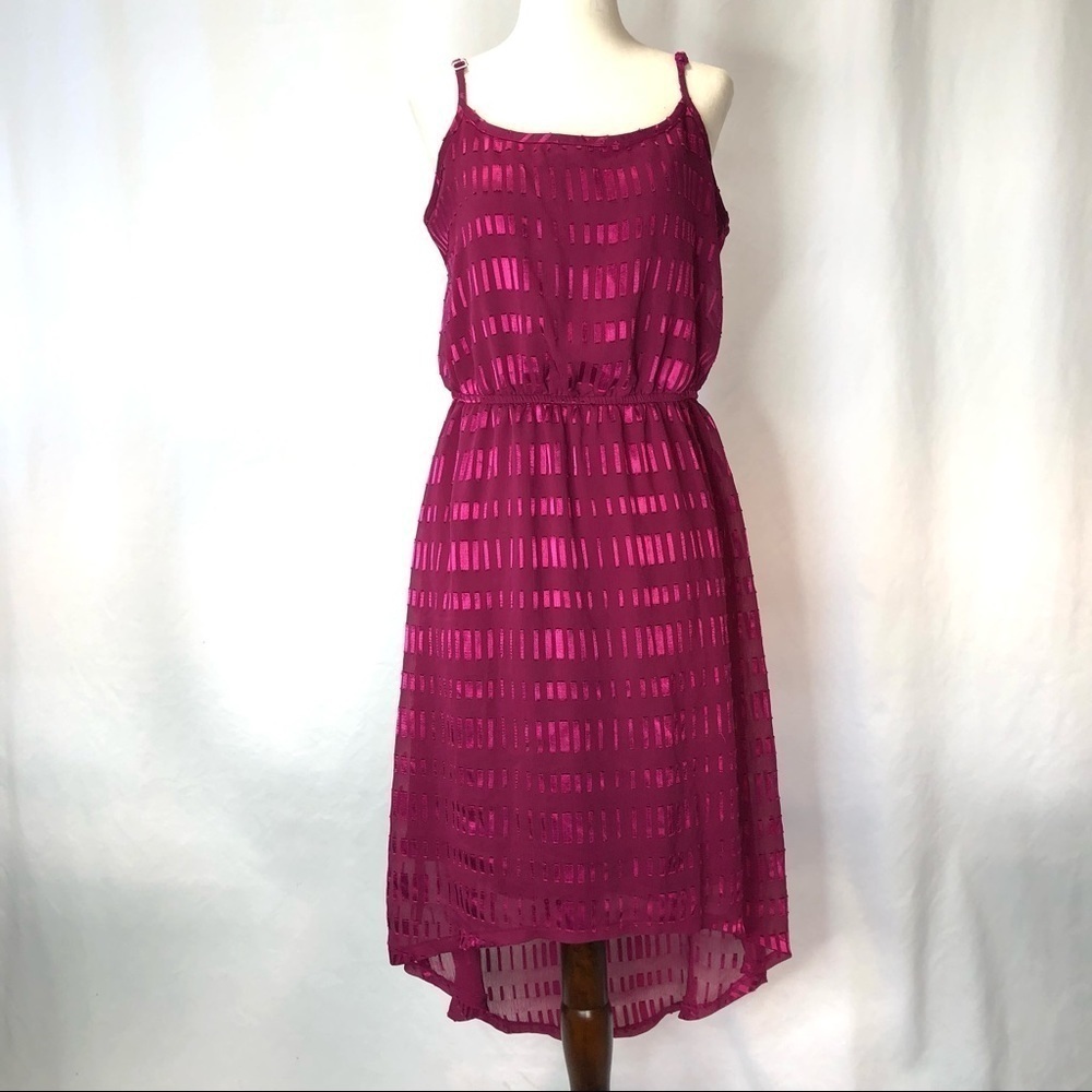 Loft outlet berry pink purple chiffon dress high-low hem spaghetti straps M